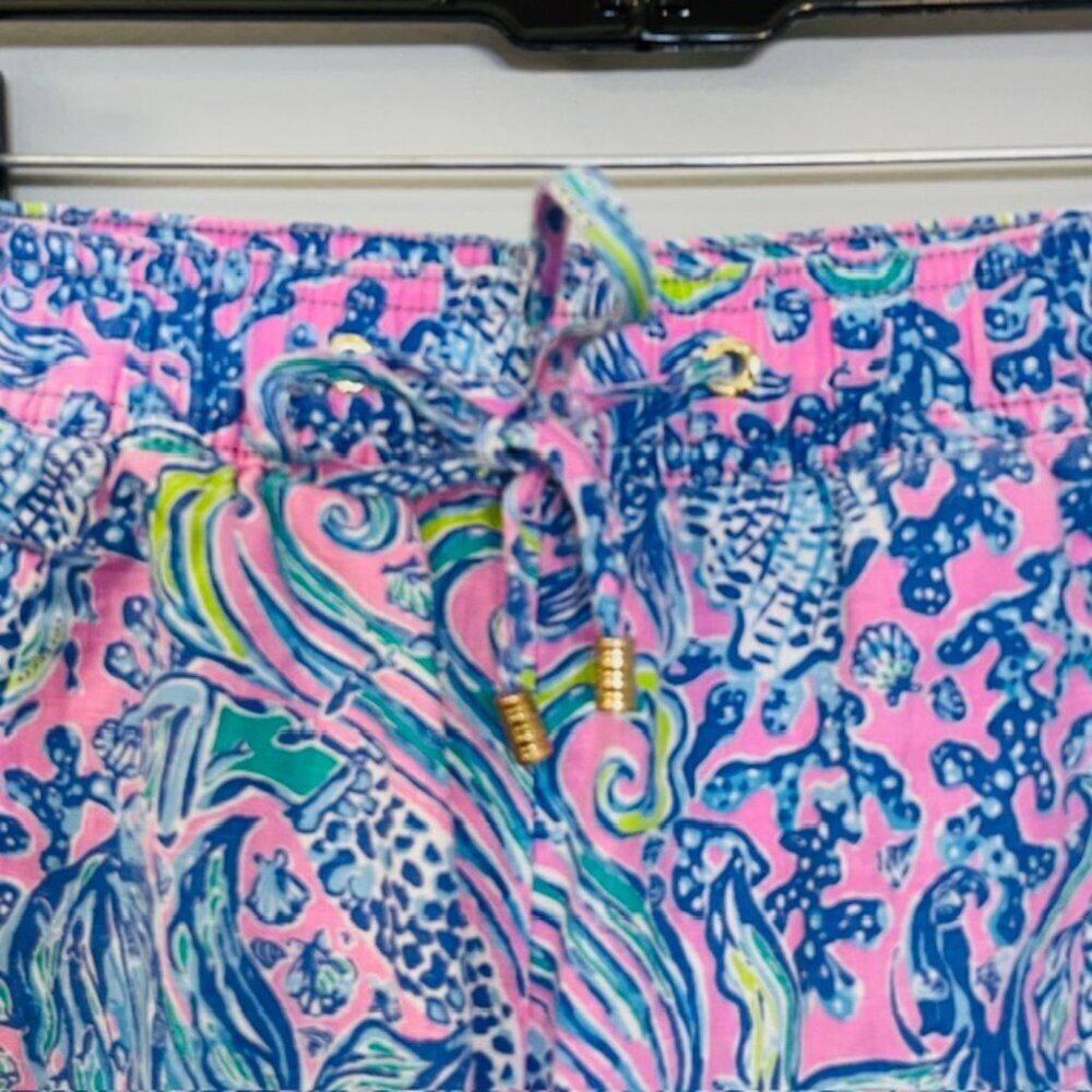 Lilly Pulitzer Linen Resortwear Pants Taron Lilac Rose We Mermaid It Small - Picture 5 of 11